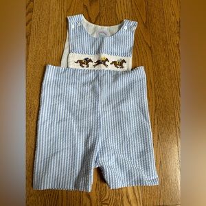 Southern Smocked Company Horse Race/ Kentucky Derby Seersucker Jon Jon 3T